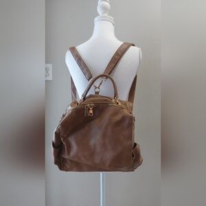 Brown Leather Woman's Backpack